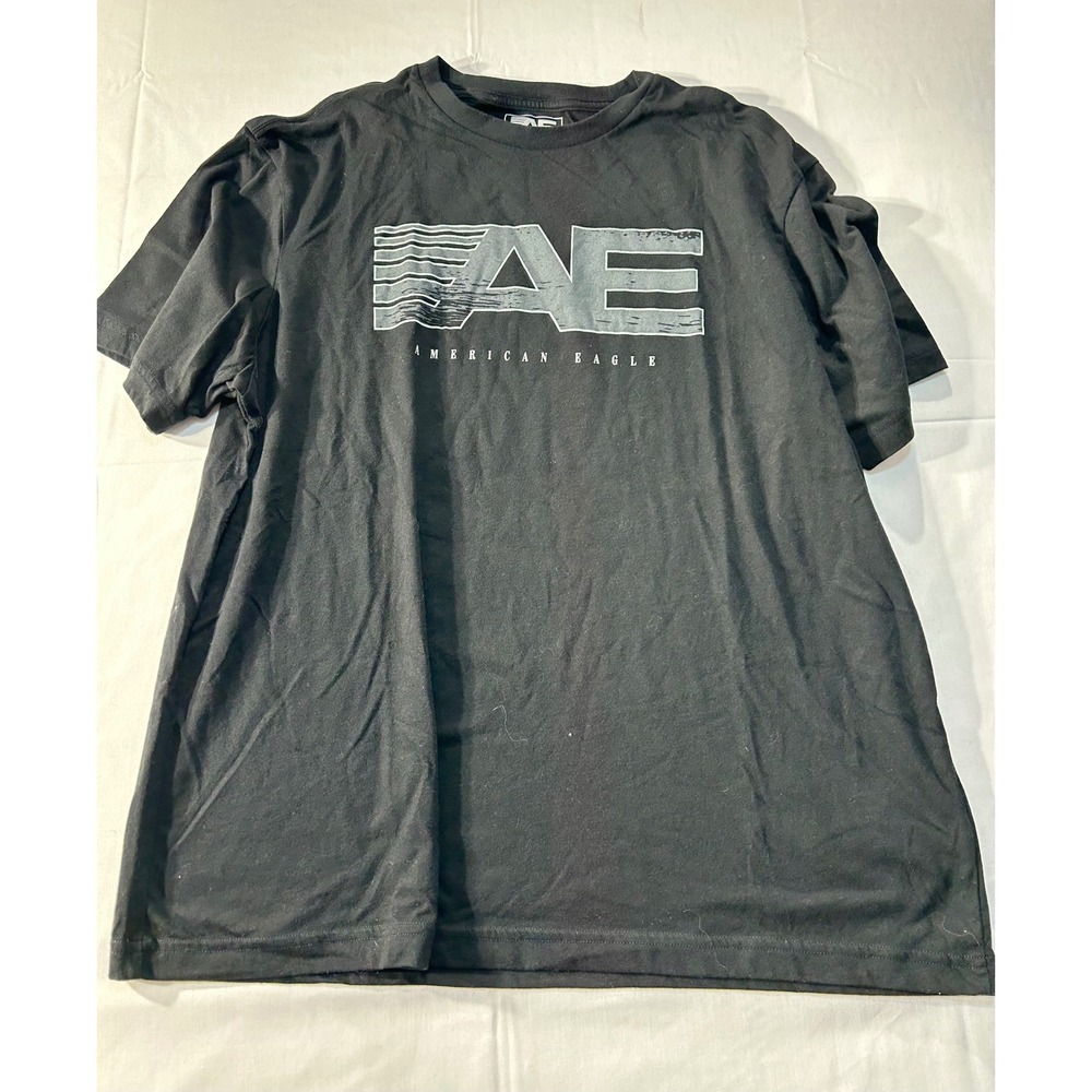 American Eagle Mens XL Black Graphic Logo T-Shirt Short Sleeve Crew Neck Tee